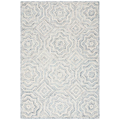 Area Rug, 6 x 9 ft, Hand-Woven Wool in Gray and White