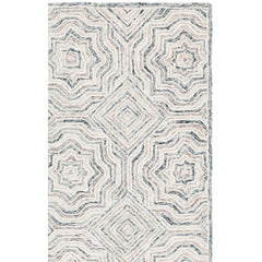 Area Rug, 6 x 9 ft, Hand-Woven Wool in Gray and White