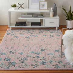 Area Rug, 6 x 9 ft Rectangle in Pink Polypropylene