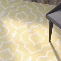 Area Rug, 6 x 9 ft with Light Gold/Ivory Wool