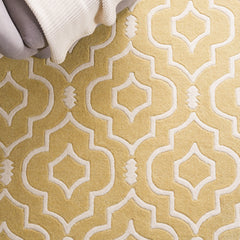Area Rug, 6 x 9 ft with Light Gold/Ivory Wool