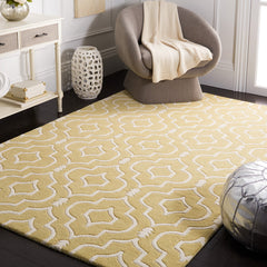 Area Rug, 6 x 9 ft with Light Gold/Ivory Wool