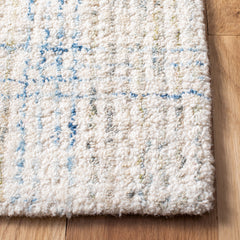 Area Rug, 6 x 9 ft, Wool and Cotton in Blue, Ivory and Brown