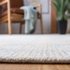 Area Rug, 6 x 9 ft, Wool and Cotton in Blue, Ivory and Brown