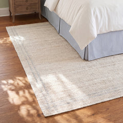 Area Rug, 6 x 9 ft Wool with Ivory and Tan Tones