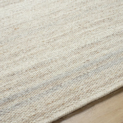 Area Rug, 6 x 9 ft Wool with Ivory and Tan Tones