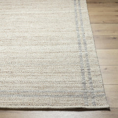 Area Rug, 6 x 9 ft Wool with Ivory and Tan Tones