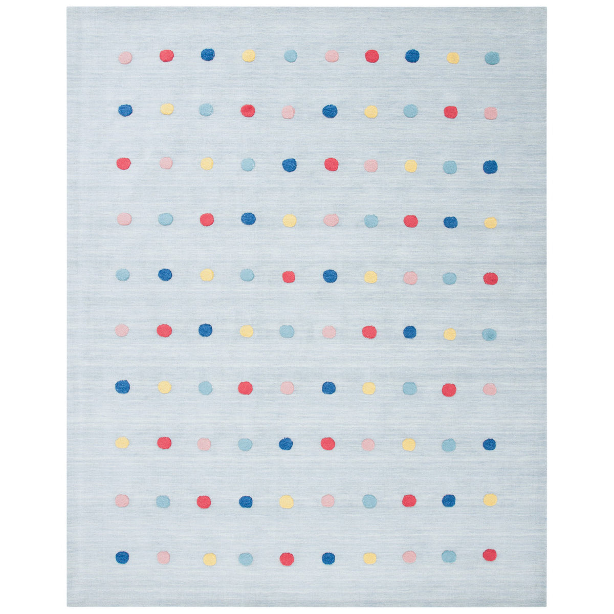 Area Rug, 6' x 9', Gray Hand Loomed Polka Dot Wool and Cotton