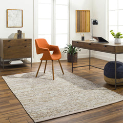 Area Rug, 6' x 9' with Brown, Tan and Gray Leather