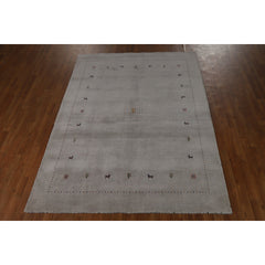 Area Rug, 69 x 93 in, Hand Knotted Cotton in Gray and Charcoal