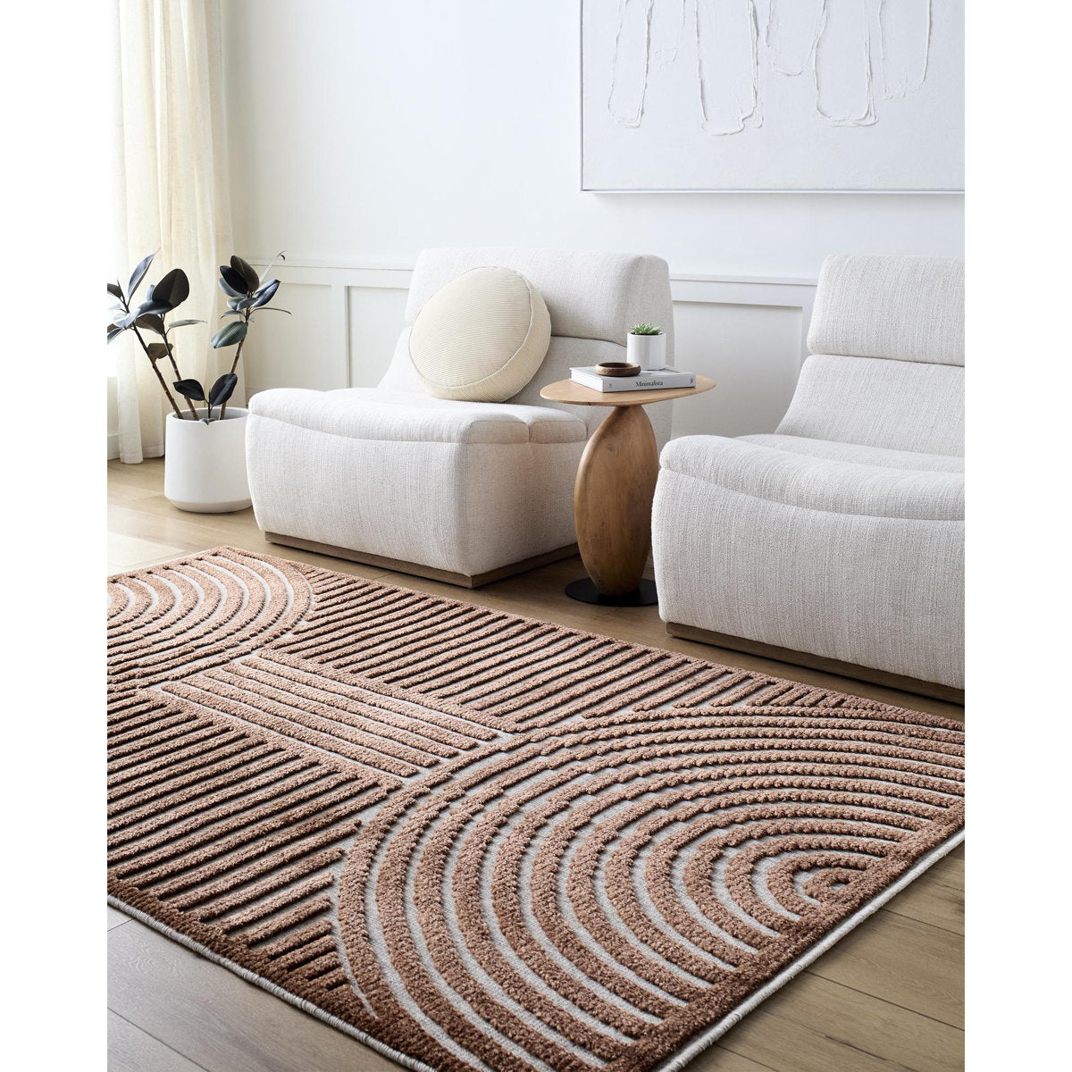 Area Rug, 7'10" x 10'1" with Brown and Beige