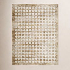 Area Rug, 7'10" x 10'2" in Brown Checkered Pattern