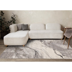 Area Rug, 7'10" x 10'6" with Gray and White Abstract Design