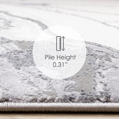 Area Rug, 7'10" x 10'6" with Gray and White Abstract Design