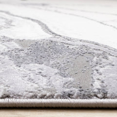 Area Rug, 7'10" x 10'6" with Gray and White Abstract Design