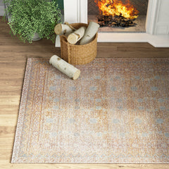 Area Rug, 7'10" x 10'6" with Polyester in Blue, Beige and Cream