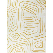 Area Rug, 7'10" x 10', Abstract Pattern in Cream and Gold