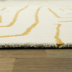 Area Rug, 7'10" x 10', Abstract Pattern in Cream and Gold