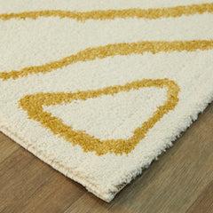 Area Rug, 7'10" x 10', Abstract Pattern in Cream and Gold