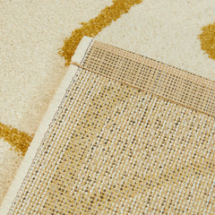 Area Rug, 7'10" x 10', Abstract Pattern in Cream and Gold