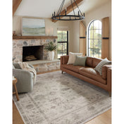 Area Rug, 7'10" x 10', Beige and Gray Polyester with Floral Pattern