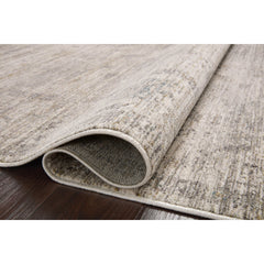 Area Rug, 7'10" x 10', Beige and Gray Polyester with Floral Pattern
