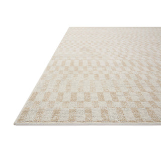 Area Rug, 7'10" x 10', Beige and Ivory Checkered Polyester