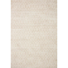 Area Rug, 7'10" x 10', Beige and Ivory Checkered Polyester