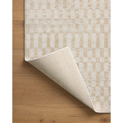 Area Rug, 7'10" x 10', Beige and Ivory Checkered Polyester