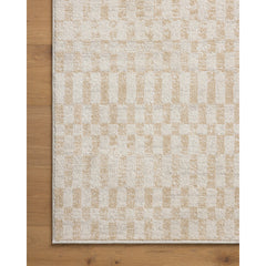 Area Rug, 7'10" x 10', Beige and Ivory Checkered Polyester