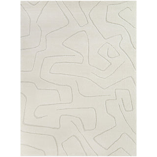 Area Rug, 7'10" x 10', Cream with Abstract Pattern