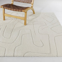 Area Rug, 7'10" x 10', Cream with Abstract Pattern