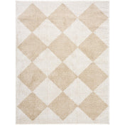 Area Rug, 7'10" x 10', Geometric Polyester in Cream and Brown