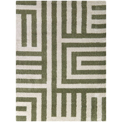 Area Rug, 7'10" x 10', Green Recycled P.E.T. with Abstract Pattern