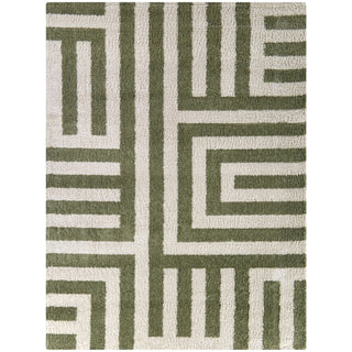 Area Rug, 7'10" x 10', Green Recycled P.E.T. with Abstract Pattern