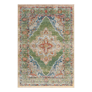 Area Rug, 7'10" x 10', Green with Oriental Pattern