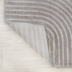 Area Rug, 7'10" x 10' in Gray/Ivory Striped Polypropylene