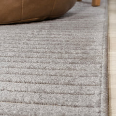 Area Rug, 7'10" x 10' in Gray/Ivory Striped Polypropylene