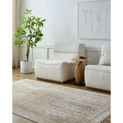Area Rug, 7'10 x 10' in Gray, White and Brown Polyester