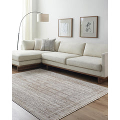 Area Rug, 7'10 x 10' in Gray, White and Brown Polyester