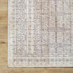 Area Rug, 7'10 x 10' in Gray, White and Brown Polyester