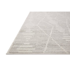 Area Rug, 7'10" x 10', Ivory/Silver Polyester with Moroccan Pattern