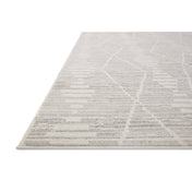 Area Rug, 7'10" x 10', Ivory/Silver Polyester with Moroccan Pattern