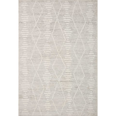 Area Rug, 7'10" x 10', Ivory/Silver Polyester with Moroccan Pattern