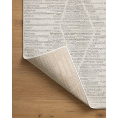 Area Rug, 7'10" x 10', Ivory/Silver Polyester with Moroccan Pattern