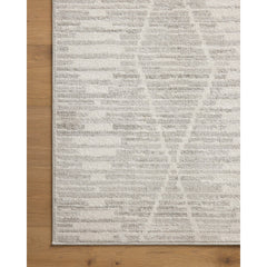 Area Rug, 7'10" x 10', Ivory/Silver Polyester with Moroccan Pattern