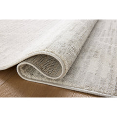 Area Rug, 7'10" x 10', Ivory/Silver Polyester with Moroccan Pattern