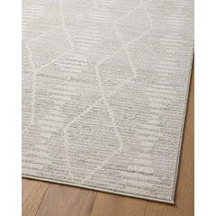 Area Rug, 7'10" x 10', Ivory/Silver Polyester with Moroccan Pattern