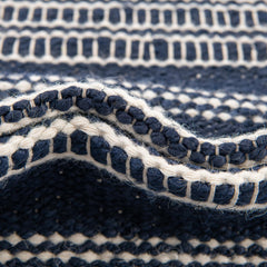 Area Rug, 7'10" x 10', Navy Striped Wool and Jute