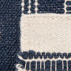 Area Rug, 7'10" x 10', Navy Striped Wool and Jute